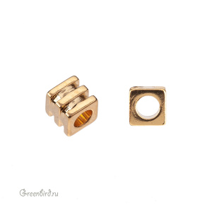 Бусина фигурная "Куб" 3 мм, золото, 1 шт. (9M369), Корея