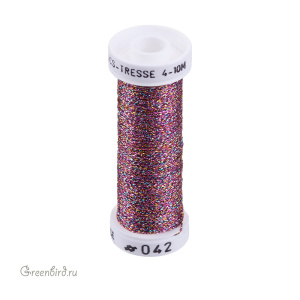 Металлизированная нить Tresse #4 Au Ver a Soie, лиловый меланж, 10 м (#4-042)