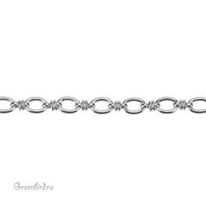 Цепочка фигурная 6,5x9 мм, родий, 30 см (#Chain-65R)