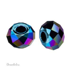 Swarovski 5042 Бусина Бриолетт с отверстием XL 8 мм, черный с мерцающим эффектом 2X (#280SHIM2), 1 ш