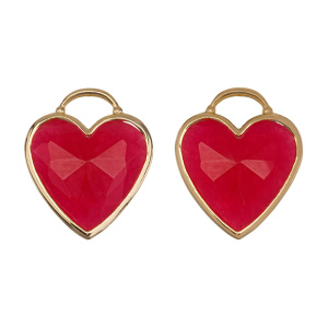 Подвеска "Каменное сердце большое", золото, красный, 1 шт. (#SH-PND-125G)