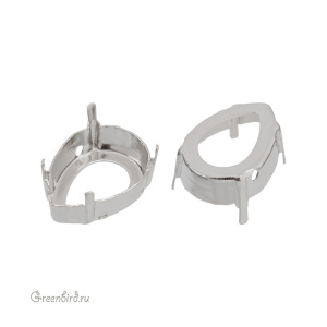 4320 Оправа для ювелирного кристалла Pear Fancy Stone 18х13 мм, белая бронза