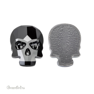 Swarovski 2856 Термостразы Череп 18x14 мм, черный гематит (#280HEM), 1 шт.