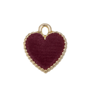 Подвеска "Сердце", бархат, золото, малиновый, 1 шт. (#CN-PN-151)