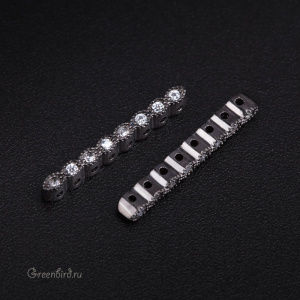 Коннектор для тонких шнуров с фианитами, gunmetal, 1 шт. (#SVA-FIAN-1160T)