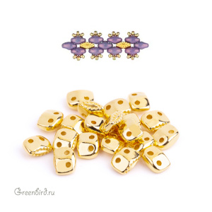 CYMBAL Металлическая бусина SuperDuo "Varidi", 24K Gold Plate, 1 шт. (#SD-01226-GP)	