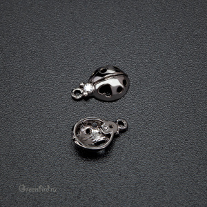 Подвеска с фианитом "Божья коровка", gunmetal, 1 шт. (#SVA-FIAN-119T)