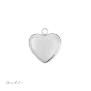 Подвеска "Сердечко" 18 мм, родий, 1 шт. (#SVA-BASE-060R)
