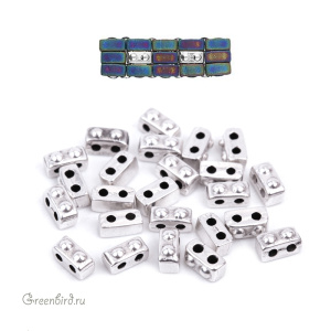 CYMBAL Металлическая бусина Half TILA "Ornos", ант. серебро, 1 шт. (#HT-012331-SP)