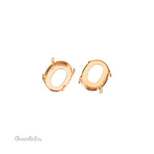 4142 Оправа для ювелирного кристалла Flat Oval Fancy Stone 10х8 мм, томпак