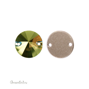 Swarovski пришивные 3200 Риволи 12 мм, иризирующий зеленый (#001IRIG), 1 шт.