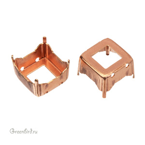 4499 Оправа для ювелирного кристалла Prismatic Square FS 14 мм, томпак