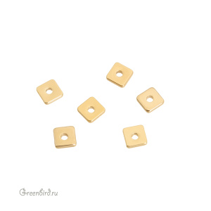 Бусина-разделитель "Квадрат" 4 мм, золото, 1 шт. (#SV1701-Bead-05G)