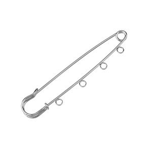 Булавка английская с 4 кольцами 90 мм, серебристый, 1 шт. (#CBP003R)