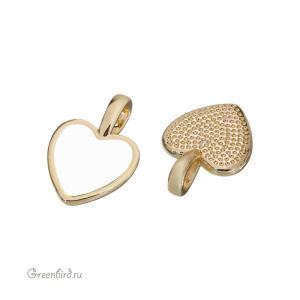 Подвеска с эмалью "Сердечко", золото, белый, 1 шт. (#SV1701-Pendant-34)
