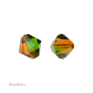 Swarovski 5328 Биконус 8 мм, папоротниково-зеленый-топаз (#724), 1 шт.