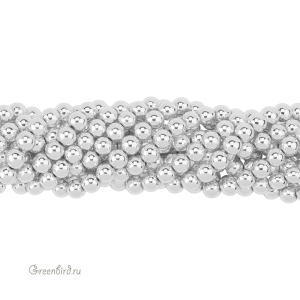 Бусины Геметин 10 мм, круглые, цвет: серебро, нить (#SV-HMT-72)