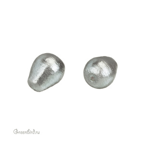 Хлопковый жемчуг "Капля" 8х11 мм, Grey, 1 шт. (#CTP011-811-Grey)