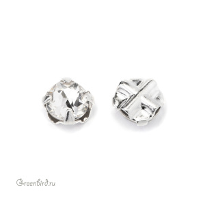 53102 Roses Montees SS16 (4мм) в оправе, серебро – Crystal (#001)