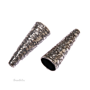 JBB Концевик-конус "Брызги" мал, ант. серебро (J105-2319)