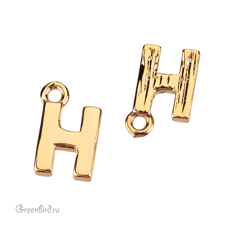 Подвеска буква "H", золото, 1 шт. (#SVA-LG-H)