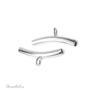 Металлическая трубочка 26 мм с петелькой, серебро, 1 шт. (#TUB07-SP-1R)