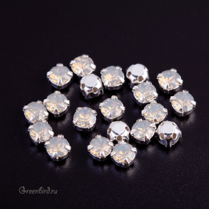 53200 Chaton Montees SS16 (4мм) в оправе, серебро – Light Grey Opal (#383)