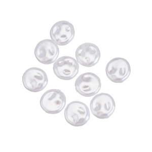 Жемчуг барочный круглый "Таблетка" 14 мм, пластик, белый, уп.10 шт. (#CN-PRL-011)