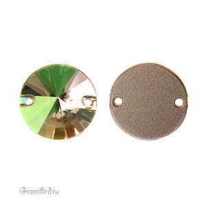 Swarovski пришивные 3200 Риволи 14 мм, люминесцентный зеленый (#001LUMG), 1 шт.