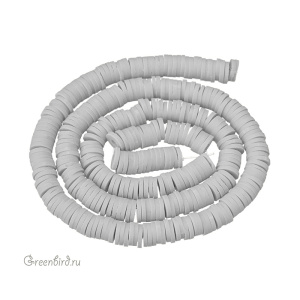 Каучуковые бусины "Диски", серый, нить (#SVA-RUB-030)