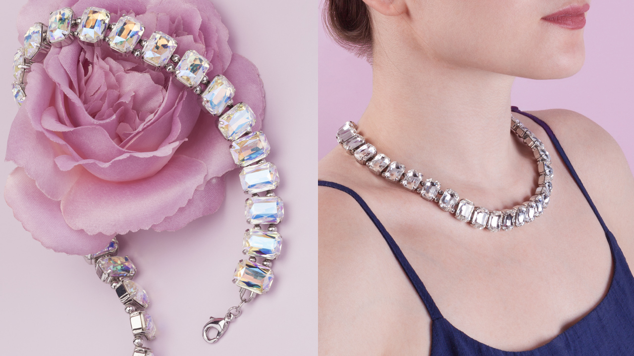 06.05 ⭐️ Чокер из кристаллов Octagon Crystalbird с мерцающим эффектом