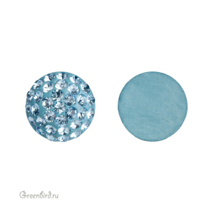 Swarovski 86601 Кабошон с кристальным паве 10 мм, аквамарин (#202), 1 шт.