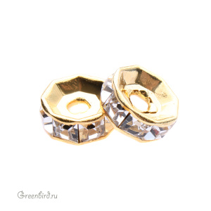 Swarovski 4428 Рондель 6 мм, золото, прозрачный (#R-15), 1 шт.