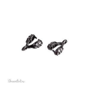 Бейл с фианитами, gunmetal, 1 шт. (#SVA-BAIL-44T)