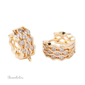 Швензы круглые с фианитами, золото, пара (#SVAE-042G)