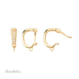 Бейл-замочек с фианитами, золото, 1 шт. (#SVA-BAIL-60G)