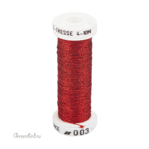 Металлизированная нить Tresse #4 AVAS, красный, 10 м (#4-003)