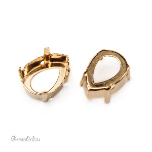 4320 Оправа для ювелирного кристалла Pear Fancy Stone 18х13 мм, золото
