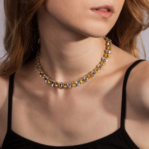 Колье из кристаллов, Light Topaz, серебристый, GRBD