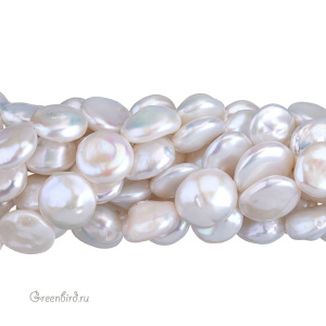 Жемчуг пресноводный барочный круглый "Таблетка", светлый, 1 шт. (#9008)