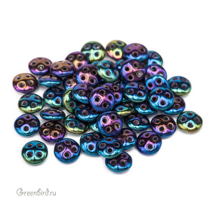 Quadra Lentil 4 отверстия 6mm, Iris Blue, 5 гр (#21435JT)