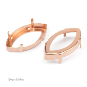 4227 Оправа для Navette Fancy Stone 32х17 мм, томпак