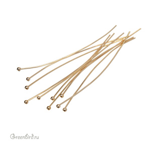 Пины с шариком 50 мм, золото, 10 шт. (#P07G)