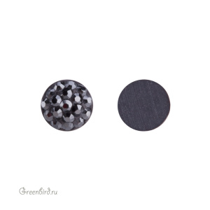 Swarovski 86601 Кабошон с кристальным паве 6 мм, черный гематит (#280HEM), 1 шт.