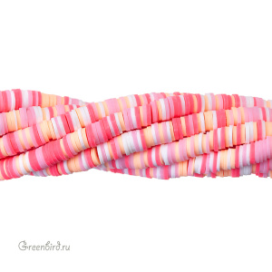 Каучуковые бусины "Диски", микс - ягодный сорбет, нить (#SVA-RUB-mix09)