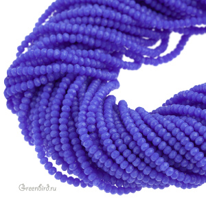 Бусины граненые рондели 3 мм, синий непрозрачный, нить (#SVAB1072)