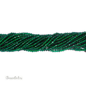 Бусины граненые рондели "Мини", травяной, круглые, нить (#SVAB-R2010)