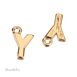 Подвеска буква "Y", золото, 1 шт. (#SVA-LG-Y)