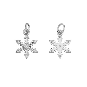 Подвеска с фианитами "Снежинка" 15 мм, родий, 1 шт. (#SVA-FIAN-168R)