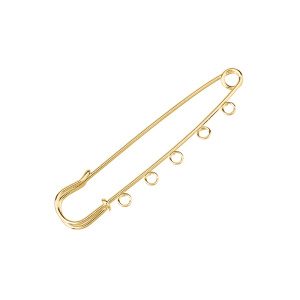 Булавка английская с 5 кольцами 80 мм, золотистый, 1 шт. (#CBP002G)